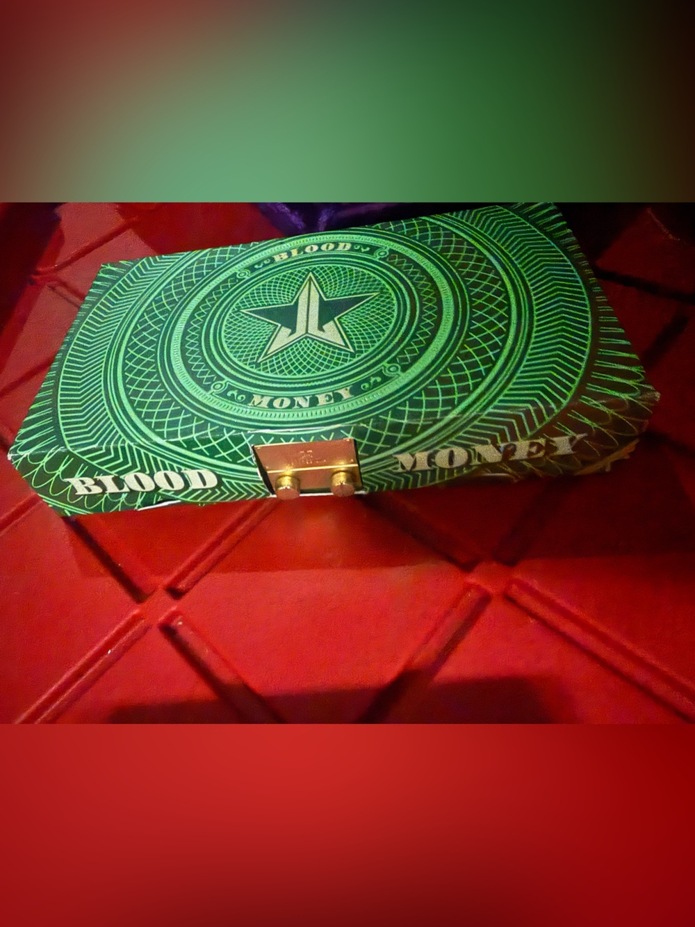 Jeffree Star Green Graphic Star Clutch with Gold Clasp